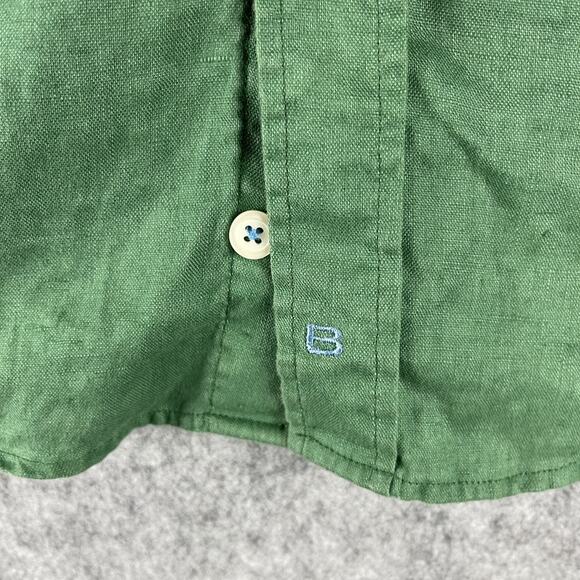 Bensimon 100% Linen Shirt Mens Small Green Button Down Long Sleeve Preppy - Picture 4 of 13
